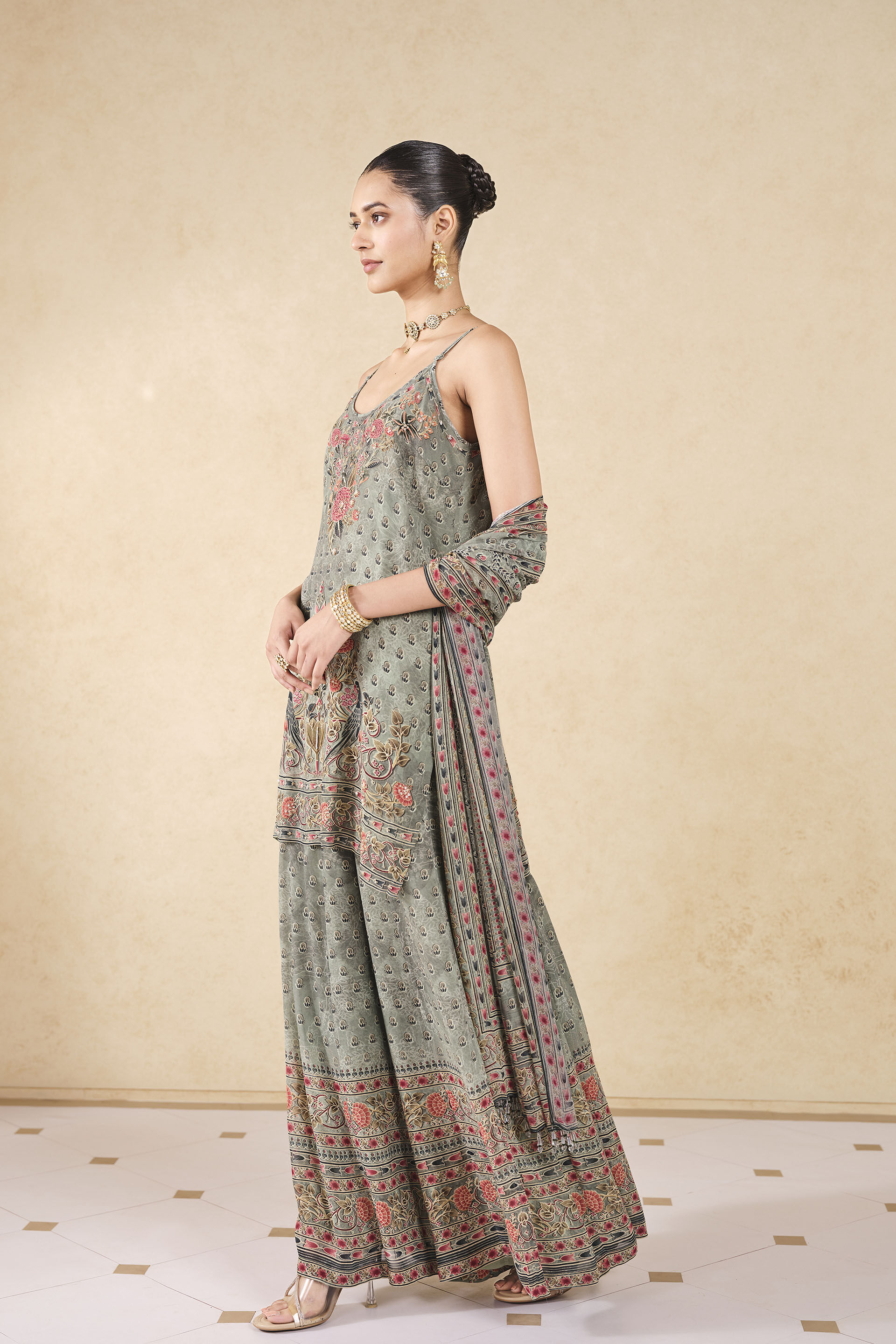 Zeina Printed Sharara Set - Sage, Sage, image 3